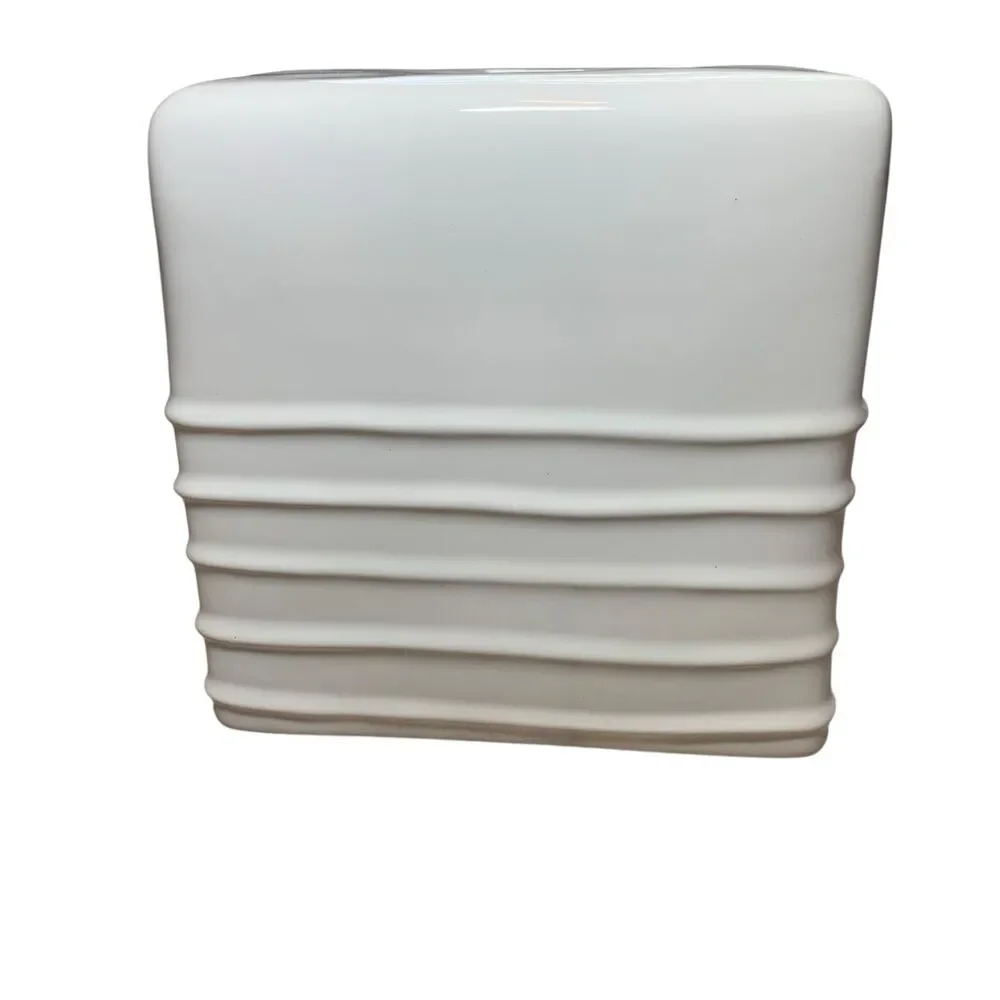 Rae Dunn Artisan Collection Heavy Ribbed Ceramic Off White Tissue Box Cover